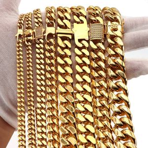 Acero inoxidable Hip Hop Cadena de eslabones cubanos de Rue Glacie Cadena de oro Joyería Oro de 18 quilates Joyería de acero inoxidable Collar grande - Product Image 4