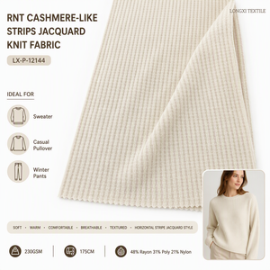 Strisce Simil-Cashmere RNT Lavorazione Jacquard 48% Rn 31% P 21% N 230GSM 175cm Orizzontale per Maglioni, Pullover e Pantaloni - Ingrosso e Personalizzazione - Product Image 2