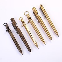 Bolígrafo de Metal con Diseño de Pistola de Bronce Vintage, Bolígrafo de Lujo con Forma de Bala de Rifle de Tungsteno, Bolígrafo de Latón Sólido de Seis Lados