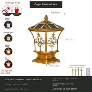 Lampe frontale solaire à colonne à LED pour jardin extérieur Lampe de poteau de porte de bénédiction avec indice IP65 pour l'éclairage de poteau de jardin et de porte de villa - Product Image 2