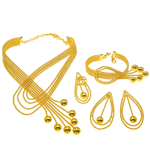 Yulaili Dernières tendances en matière de bijoux Bijoux pour femmes Bijoux de Noël Dubaï 24 carats Prix bas Style brésilien <span class=keywords><strong>Collier</strong></span> en or pur - Product Image 5
