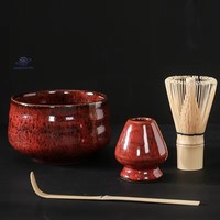 Usine en gros 10 pièces traditionnel chinois en céramique et bambou Matcha bol ensemble avec fouet fait main et cuillère de cérémonie