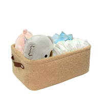 Panier à linge pliable multifonctionnel en velours Teddy écologique, ensemble de boîtes de rangement