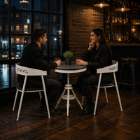 Ensemble table et chaises de bistrot vintage SUNYARD en fer, mobilier de restauration commercial pour café, bar, restaurant, terrasse, couleur et taille personnalisées