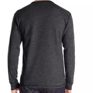 Camiseta Deportiva de Manga Larga para Hombre, de Secado Rápido, Color Negro Sólido, Cuello Henley, para Fitness y Running, Informal - Product Image 4