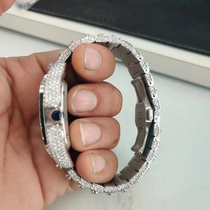 Moissanit-Uhr Brillantschliff VVS1 Quadratisch Antik Hip-Hop Luxus Quarz Mode Business Glas-Zifferblatt Kollektion - Product Image 3