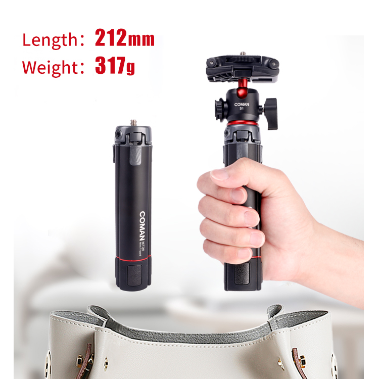 Mini Camera Tripod with 360 degree Ball Head & Cold Shoe, Extendable Small Selfie Stick Tabletop Tripod for Camera iPhone