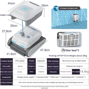 Limpiador Robótico de Piscinas Automático Recargable, Robot Aspirador Inalámbrico para Hogar, Máquina de Limpieza de Piscinas de Fondo Plano PC10 Powerful C - Product Image 6