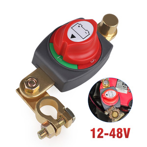 Interrupteur de déconnexion du borne négative de la batterie 12-48V en laiton avec bouton marche/arrêt rouge pour voiture, camion, bateau - Product Image 4
