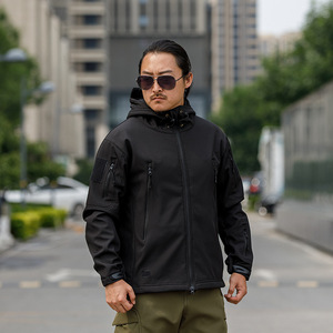 Veste tactique d'extérieur pour homme, imperméable, softshell, à capuche, fermeture éclair, respirante, coupe-vent, randonnée, camping, manteau d'hiver, polaire, tout-terrain - Product Image 4