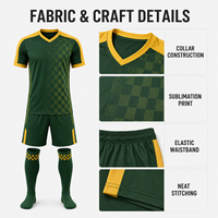 Ensemble de sport personnalisé à manches courtes et col en V avec imprimé quadrillé pour l'entraînement et les matchs des équipes de football adultes et adolescentes