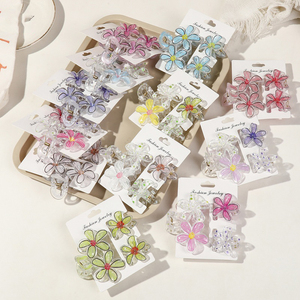 MIO 3 pezzi Set di fermaglio per <span class=keywords><strong>capelli</strong></span> con stampa floreale 8/4cm di medie dimensioni da donna per ragazze pinza per <span class=keywords><strong>capelli</strong></span> squalo in plastica per uso quotidiano estivo hawii - Product Image 3