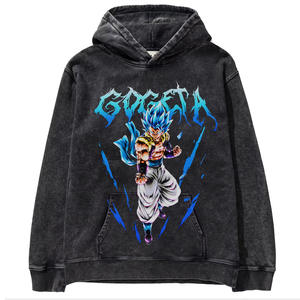 700 tipos Hoddies Hodded sudadera fabricantes pesado algodón negro lavado ácido Vintage gráfico Dragoned <span class=keywords><strong>Ball</strong></span> Z Anime hombres camiseta - Product Image 5