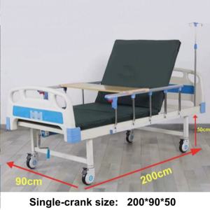 <span class=keywords><strong>Lit</strong></span> médical manuel à 1 fonction, <span class=keywords><strong>lit</strong></span> d'hôpital réglable avec matelas, barrières et support pour perfusion intraveineuse - Product Image 2