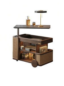 सॉलिड वुड लिफ्ट मूवेबल ट्रॉली बस ब्लैक वॉलनट होम रोटेटिंग लिविंग रूम सोफा कॉफी टेबल - Product Image 6