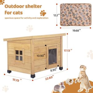 Wood House Wooden Pet House, Weatherproof Winter <b>for</b> Puppy and <b>Cats</b>, Elevated Design with Window - Product Image 2