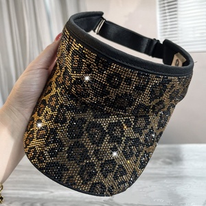 Casquette d'été fine et tendance pour femmes, protection solaire, style Y2K Hip-hop, imprimé léopard, ornée de pierres, cristaux et strass, idéale pour les voyages et les sorties. - Product Image 5
