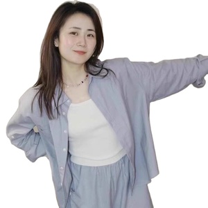 <strong>2026</strong> Women's High-end Eco-Friendly Quick Dry Breathable <strong>Cotton</strong>-linen Casual Long Sleeve Sports Shirt Shorts Set Summer Stylish - Product Image 3