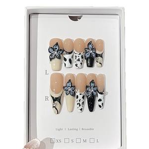 <span class=keywords><strong>Uñas</strong></span> Postizas <span class=keywords><strong>de</strong></span> Cobertura Completa Fiery Blossom con Diseño Francés <span class=keywords><strong>de</strong></span> <span class=keywords><strong>Estampado</strong></span> <span class=keywords><strong>de</strong></span> <span class=keywords><strong>Vaca</strong></span> Pintado a Mano, Arte <span class=keywords><strong>de</strong></span> <span class=keywords><strong>Uñas</strong></span> Talladas a Mano <span class=keywords><strong>de</strong></span> Alta Gama - Product Image 5