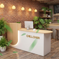 Comptoir de réception moderne en MDF avec éclairage LED pour salon de beauté, caisse de magasin de vêtements