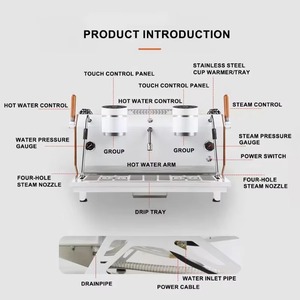 Máy pha cà phê bán tự động chuyên nghiệp hai nhóm đầu pha <span class=keywords><strong>2025</strong></span> KS535 kiểu Ý, máy pha cà phê espresso thương mại hai nhóm - Product Image 4