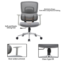 Chaise de bureau ergonomique moderne avec soutien lombaire en tissu et fonction pivotante pour le bureau à domicile et l'atelier