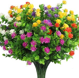 Fleurs artificielles fausses plantes d'extérieur, arbustes verts imitation plastique, décoration extérieure de maison de porche de jardin - Product Image 1
