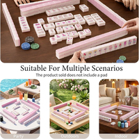 Ensemble de 160 tuiles de mahjong américaines Chinoiserie roses, pliables, résistantes à l'eau, pour 4 joueurs, avec boîte-cadeau et sac de rangement