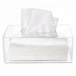 Rectangle Clear Acrylic Napkin Organizer Toilet Paper Holder Facial Tissue Box With Cover