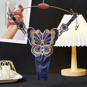 Tangas Sexys de Encaje Transparente para Mujer, con Accesorios de Mariposa, Venta al Por Mayor de Fábrica - Product Image 3