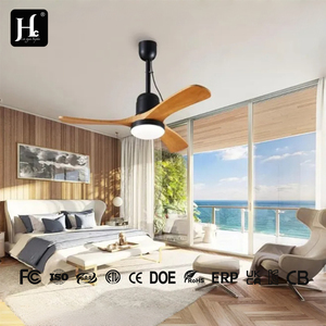 Ventilador de techo moderno de alta gama con diodos emisores de luz, control remoto, motor de corriente continua, 3 aspas de madera maciza, ventilador de techo de 34 pulgadas con diodos emisores de luz. - Product Image 3