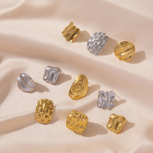 Geometric <b>Stud</b> Earrings <b>Titanium</b> Steel 18K Gold Plated High End Party Fashion Women's Jewelry - Product Image 1