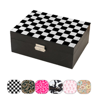 Boîte de rangement pour bijoux en PU à imprimé camouflage style western Crazy Bison, personnalisable/en gros, avec fermeture éclair, boîte rectangulaire pour ranger les boucles d'oreilles