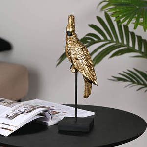 EAGLEGIFTS थोक कस्टम तोता इनडोर सजावट छोटे पक्षी पशु मूर्तिकला राल शिल्प सोने तोता प्रतिमा - Product Image 4