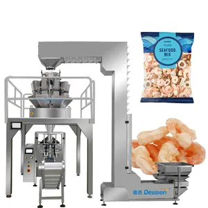 Otomatis penuh besar makanan beku kantong mesin kemasan Squid Udang Makanan Laut skala elektronik timbangan dan kemasan mesin