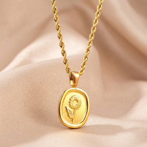 Collar de Flor de Acero Inoxidable con Baño de Oro de 18K, Diseño Moderno con Engaste de Garra, No se Deslustra, Ideal para Bodas y Fiestas - Product Image 3