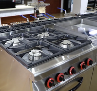 Cuisinière à gaz commerciale avec four, 4 brûleurs, acier inoxydable, haute puissance, pour restaurant, cuisine, restauration, hôtel, cuisinière à gaz robuste