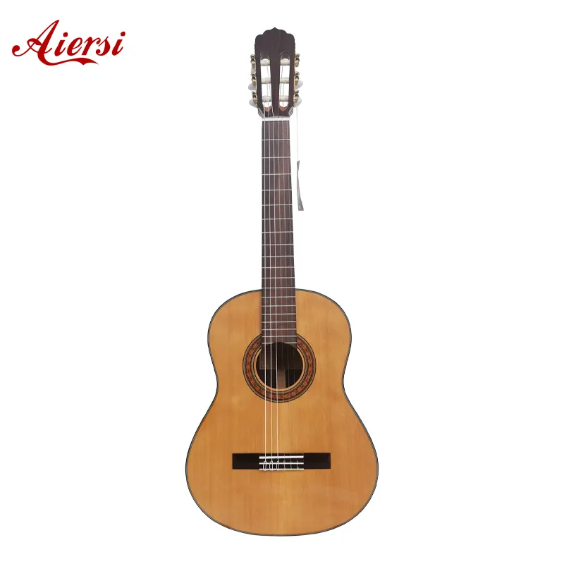 Aiersi工場供給手作りの伝統的な高級光沢絵画ソリッドシダートップナイロン弦クラシックギター楽器