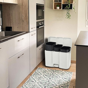 Waste <b>Bin</b> 3 Compartments 34 Litres Pedal <b>Lid</b> For Waste Separation - Product Image 6