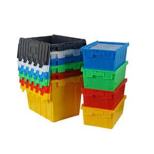 Caja de Almacenamiento Apilable de Plástico Resistente, Caja de Almacenamiento Industrial para Transporte, Logística y Mudanzas, con Tapa - Product Image 1