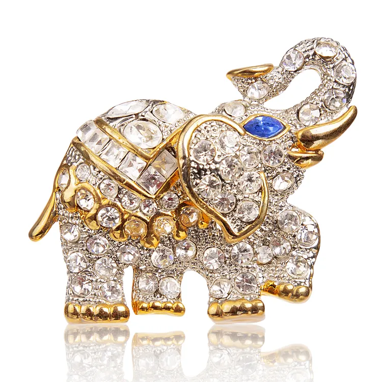 Charare 18k gold plated crystal rhinestone elephant brooch jewelry