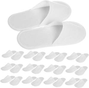Chaussons d'hôtel, blancs, chaussons de spa, chaussons de bain, chaussons jetables pour hommes et femmes, ensemble de chaussons pour invités, unisexe - Product Image 3