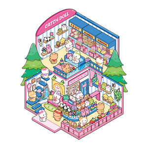 4 tờ/gói Miếng dán phong cảnh người yêu đáng yêu Miếng dán cảnh nhà nhỏ thu nhỏ 3D dễ thương Miếng dán sổ tay trơn - Product Image 3