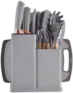 19-Piece Eco-Friendly Modern <b>Silicone</b> Kitchen Utensil Set with Wooden Handles and Storage - Product Image 4
