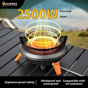 Réchaud de <span class=keywords><strong>camping</strong></span> pliable et portable pour eau bouillante, fourneau à gaz extérieur infrarouge à flamme puissante, réchaud à gaz portable avec brûleur séparé et coupe-vent - Product Image 2