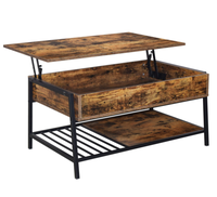 Table basse moderne en bois, petite Table basse avec compartiment caché et étagère réglable pour le salon