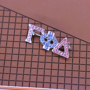 Personalizar joyería de hermandad 1943 bebé rosa y azul cristal mariposa letras griegas Gamma Phi Delta broche de moda - Product Image 6
