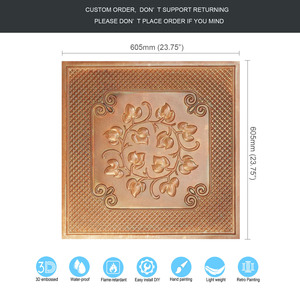 Envío Gratis, Paneles de Techo Estilo Rústico 2x2 pies, Paneles de Pared de <span class=keywords><strong>PVC</strong></span> con Relieve para Cafés y Bares, Color Hierro Rústico PL66 PAINTSDECOR - Product Image 5