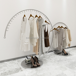 儿童服装店圆形展示架C形服装架，带衣帽钩独立式金属展示架 - Product Image 4