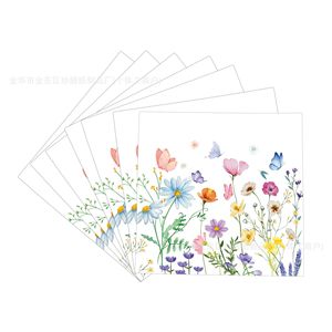 Ensemble de vaisselle pour fête aux fleurs sauvages, assiettes en papier, gobelets, serviettes avec décorations en dentelle pour la célébration du printemps - Product Image 3